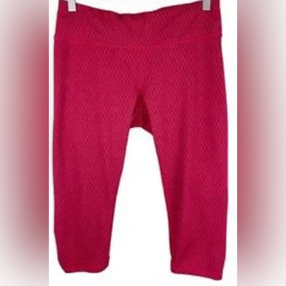 Prana Misty Knicker Capri Legging Red Pink Print Womens Size L/Large